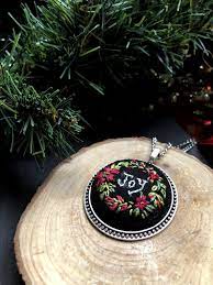 Embroidery Necklace Pendant Handmade Jewelry Flower Christmas Etsy In 2020 Handmade Jewelry Handmade Gifts For Women