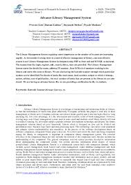 Kindly provide the information as below. Pdf Advance Library Management System Ijrise Journal Academia Edu