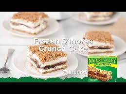 This Frozen No Bake Cake Is So Easy To Make You Can Have It Sitting In The Freezer In 10 Minutes And R In 2020 Crunch Cake Natural Valley Granola Bars How