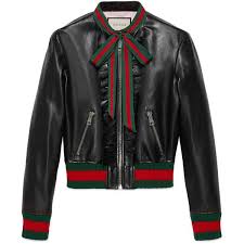 Gucci Ruffle Leather Bomber Jacket 2 560 Liked On Polyvore Featuring Outerwear Jackets Leathe Leather Bomber Jacket Leather Flight Jacket Leather Jacket
