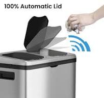 61 Liter / 16 Gallon Stainless Steel Dual Compartment Sensor Kitchen Trash  Can and Recycle Bin with Wheels