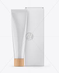 Glossy Cosmetic Tube W Box Mockup In Stationery Mockups On Yellow Images Object Mockups