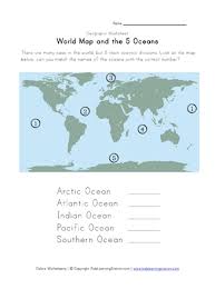 5 Oceans Geography Worksheet Geography Worksheets Kindergarten Worksheets Continents And Oceans