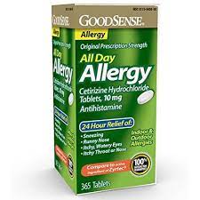 Goodsense Cetirizine Hydrochloride 10mg All Day Zyrtec Allergy Tablets 365 Count Goodsense Allergy Medicine Best Allergy Medicine Allergy Tablets