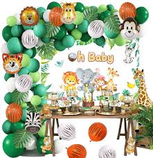 Buy Safari Baby Shower Decorations Jungle Theme Party Supplies Green Balloon Garland Arch Kit With Oh Baby Baby Shower Backdrop Animal Balloons Palm Leaves For Boy Girl Online In Turkey B098t4fsv6