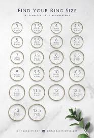Easily And Practically Find Your Ring Size With This Handy Chart Simply Measure The Larger Portion Of The Fing Simple Fine Jewelry Measure Ring Size Ring Size