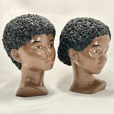 Rare Ceramic Afro American Head Statues by Holland Molds Inc Busts of a  Black Girl and Boy Great for Hair Salon Decor or Avid Collector