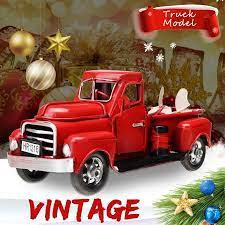 Vintage metal classic pickup red truck w/tree farm house rustic decor christmas. Metal Red Trucks Old Car Model Red Truck For Christmas Decoration Kids Gift Toy Home Table Decor Walmart Canada