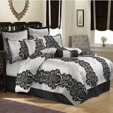 Black And Silver Bedding And Curtains Scroll Comforter Set In Black And Silver Silver Bedroom Bedroom Design White Bedspreads