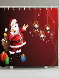 Santa Claus Ball Printed Waterproof Shower Curtain Patterned Shower Curtain Cool Shower Curtains Curtains