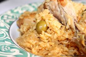 Slice the green pepper thin, and put with the green olive on the chicken. Dominican Rice And Chicken