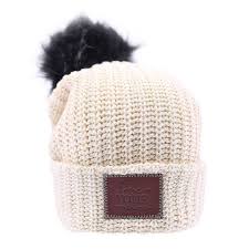 Natural Pom Beanie Love Your Melon Pom Beanie Love Your Melon Leather Patches