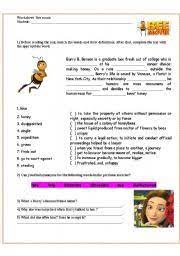 Barry finds out about humans selling honey, sues them. Bee Movie Film Activity Esl Worksheet By Ericaplak