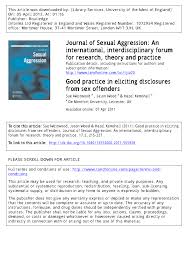 Pdf Good Practice In Eliciting Disclosures From Sex Offenders