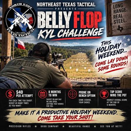 Belly Flop KYL Challenge at North East Texas Tactical in Terrell, TX