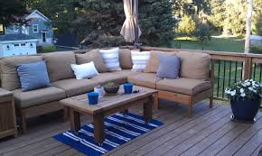Diy Deck Outdoor Sectional And Table Ana White S Plans 350 With Outdoor Cushions From Menards