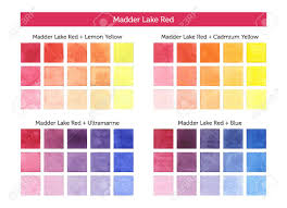 Color Chart Of Madder Lake Red Mixing With Others Primary Colors