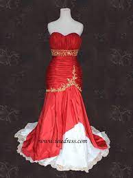 My dress came faster than expected even during the pandemic. Strapless Red And Gold Mermaid Wedding Dress