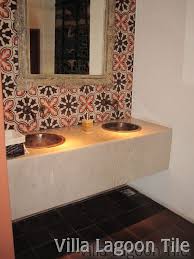 A mexican bathroom is the ideal relaxing retreat after long tiring days. Cement Tile Backsplashes Villa Lagoon Tile