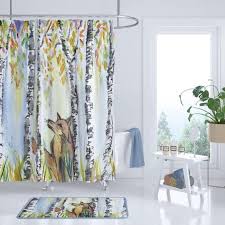 Birch Tree Shower Curtain Woodland Fox Shower Curtain Woodland Home Watercolor Birch Trees Bathroom Art Curtains Shower Curtain Decor