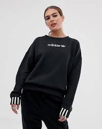 Black And Gold Adidas Zip Up Hoodie Womens Adidas Originals Coeeze Fleece Sweatshirt In Black Clothing Shoes Accessories Women S Clothing Activew Sweatshirts Sweatshirt Fleece Adidas Women