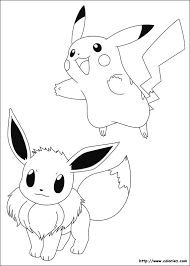 Imprimez les dessins pokemon pikachu etoiles et pomme à colorier gratuitement. Coloriage Evoli Et Pikachu
