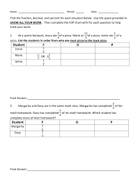 Tes global ltd is registered in england (company no 02017289) with its registered office at 26 red lion square london wc1r 4hq. Comparing And Ordering Fractions Decimals And Percents Word Problem Worksheet