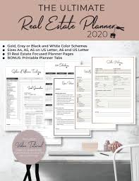 Ultimate 2021 Real Estate Business Planner Instant Digital Download Gold Silver Black White A4 A5 A5 Crop A6 Us Letter In 2020 Business Planner Real Estate Business Planner Tabs