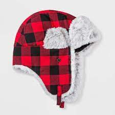 Boys Buffalo Check Trapper Hat Cat Jack Red One Size Boy S Trapper Hats Boys Winter Hats Buffalo Check Baby