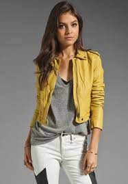 Current Elliott The Zip Moto Leather Jacket In Light Olive Yellow Jacket Outfit Everyday Fashion Outfits Leather Jackets Women