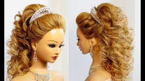 Curly Wedding Prom Hairstyle For Long Hair Tutorial Bridal Look Long Hair Styles Hair Styles Prom Hairstyles For Long Hair