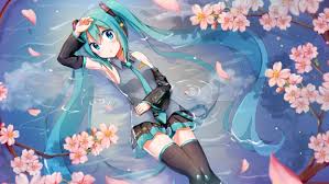 A blue haired anime character usually ends up being relatively calm (despite inner turnoil in some that's a long debatable topic i suppose. Anime Girl Blue Eyes Blush Green Hair Headphones Long Hair Microphone Sakura Skirt Tattoo Thigh Highs Tie Twin Tails Water Vocaloid Wallpaper 1920x1080 865624 Wallpaperup