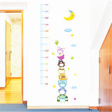 Us 3 45 20 Off Cartoon Animals Moon Growth Chart Wall Stickers For Kids Rooms Nursery Wall Decor Diy Height Measure Wall Decals Pvc Posters In Wall