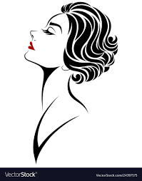 Illustration Of Women Short Hair Style Icon Logo Women Face On White Background Vector Download A Free Pre Silhouette Art Woman Silhouette Line Art Drawings