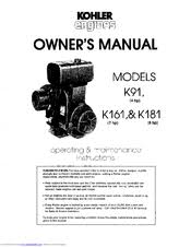 If you ally compulsion such a referred kohler k161t manual books that will allow you worth, get the agreed best seller from us currently from several preferred authors. Kohler K161 Manuals Manualslib
