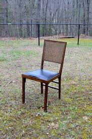 Vintage Leg O Matic Folding Chair Wood Woven Cane Back Black Vinyl Seat Camping Extra Seating Pan Wood Chair Wooden Folding Chairs Upholstery Fabric For Chairs