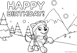 She is named after the mt. Paw Patrol Everest Happy Birthday Card Coloring Page Coloringall