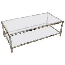 Rectangular top has large usable surface. Mid Century Modern Rectangular Lucite Chrome And Glass Coffee Table For Sale At 1stdibs
