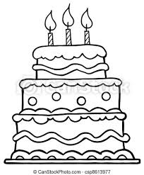 Place the bottom cake layer on a cake turntable. Outlined Birthday Cake With Three Candles Canstock