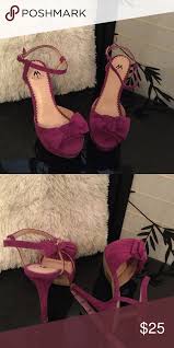 Purple Heels Beautiful Purplish Pink Peep Toe With A Bow Ankle Strap Heels Shoes Heels Ankle Strap Heels Purple Heels Heels