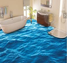 3 D Pvc Flooring Custom Waterproof Wall Paper The Surface Wave 3d Bathroom Flooring Picture Mural Photo Wallpaper For W Floor Murals Floor Wallpaper Floor Art