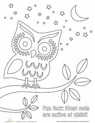 Nighttime Owl Worksheet Education Com Owl Coloring Pages Origami Owl Jewelry Bar Ideas Coloring Pages