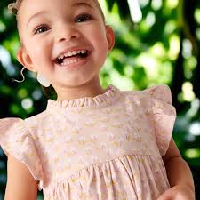 Baby Girls Summer Cotton Dress with Cartoon Elephant and Flowers