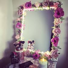 My Diy Flower Light Up Mirror I Bought All The Bits Separately From A Shop Called The Range The Led Lights Are Also From Flower Mirror Diy Flowers Room Diy