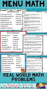 Real World Math Problems Plus An Engaging Project 10 Differentiated Menus And Corresponding Math Proble Multi Step Word Problems Word Problems Math Worksheets