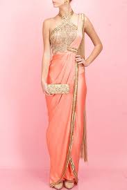 Sonaakshi Raaj Coral And Gold Egyptian Embroidery Pant Sari Indian Outfits Indian Sari Dress Indian Attire