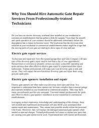 Maybe you would like to learn more about one of these? Why You Should Hire Automatic Gate Repair Services From Professionally Trained Technicians By Sfbayautomaticgates Issuu