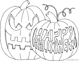 You can carve the pumpkin heads with ghoulish faces and then a candle is placed inside it to illuminate at night. Happy Halloween On The Pumpkins Coloring Page Coloringall