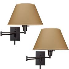 See more ideas about wall mounted bedside lights, lights, bedside lighting. Swing Arm Wall Lights Plug In Set Of 2 Lamps French Bronze For Bedroom Reading