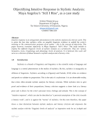 Maya angelou's 'still i rise' is like a bird's liberty song that loves a free life. Pdf Objectifying Intuitive Response In Stylistic Analysis Maya Angelou S Still I Rise As A Case Study
